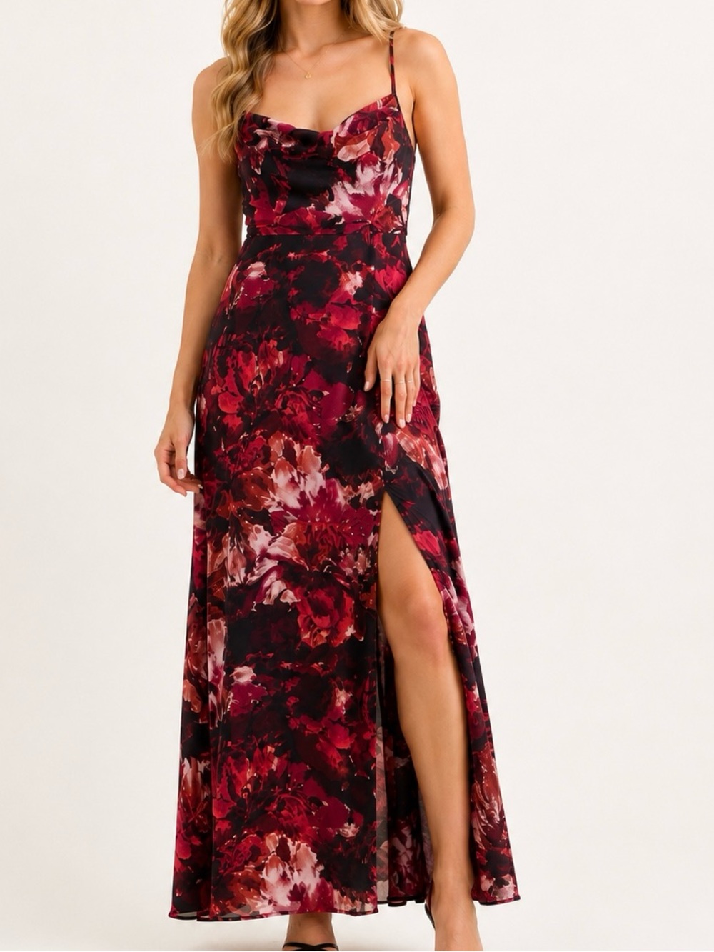 NEW Altar’d State Red and Black Floral Maxi Dress Size Small NWT